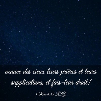 Picture 03 - 1 Rois 8:45 LSG - exauce des cieux leurs prières et leurs - Bible Verse Picture