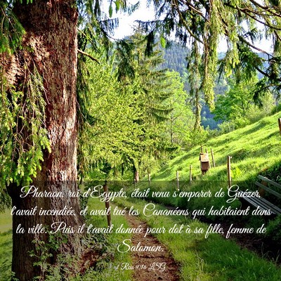 Picture 03 - 1 Rois 9:16 LSG - Pharaon, roi d'Egypte, était venu s'emparer de - Bible Verse Picture