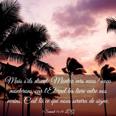 Picture 03 - 1 Samuel 14:10 LSG - Mais s'ils disent: Montez vers nous! nous - Bible Verse Picture