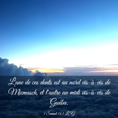 Picture 03 - 1 Samuel 14:5 LSG - L'une de ces dents est au nord vis-à-vis de - Bible Verse Picture