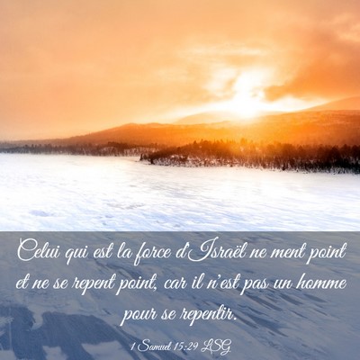 Picture 03 - 1 Samuel 15:29 LSG - Celui qui est la force d'Israël ne ment point et - Bible Verse Picture