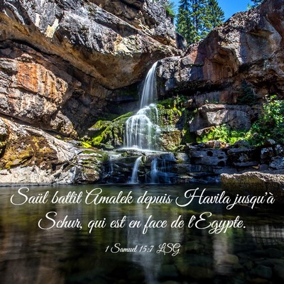 Picture 03 - 1 Samuel 15:7 LSG - Saül battit Amalek depuis Havila jusqu'à Schur, - Bible Verse Picture