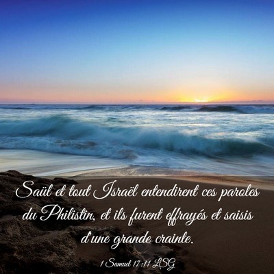 Picture 03 - 1 Samuel 17:11 LSG - Saül et tout Israël entendirent ces paroles du - Bible Verse Picture