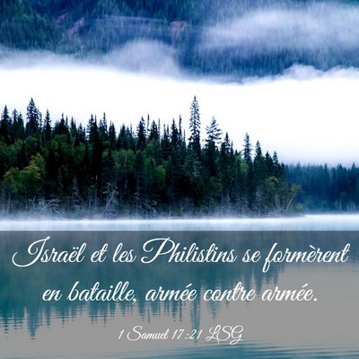 Picture 03 - 1 Samuel 17:21 LSG - Israël et les Philistins se formèrent en - Bible Verse Picture