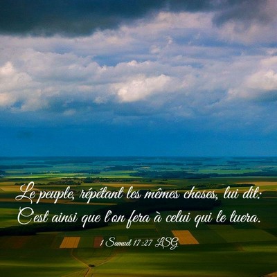 Picture 03 - 1 Samuel 17:27 LSG - Le peuple, répétant les mêmes choses, lui dit: - Bible Verse Picture