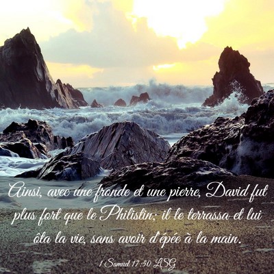 Picture 03 - 1 Samuel 17:50 LSG - Ainsi, avec une fronde et une pierre, David fut - Bible Verse Picture