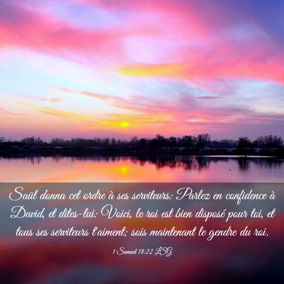 Picture 03 - 1 Samuel 18:22 LSG - Saül donna cet ordre à ses serviteurs: Parlez - Bible Verse Picture