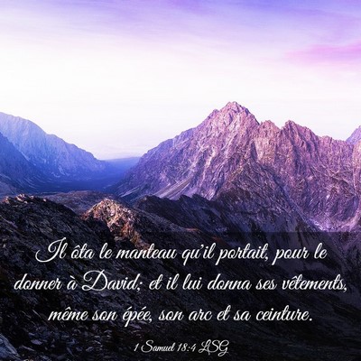 Picture 03 - 1 Samuel 18:4 LSG - Il ôta le manteau qu'il portait, pour le donner - Bible Verse Picture