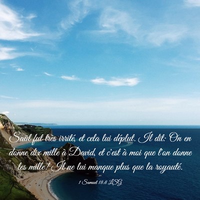 Picture 03 - 1 Samuel 18:8 LSG - Saül fut très irrité, et cela lui déplut. Il - Bible Verse Picture