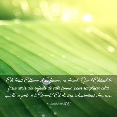 Picture 03 - 1 Samuel 2:20 LSG - Eli bénit Elkana et sa femme, en disant: Que - Bible Verse Picture
