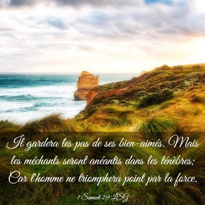 Picture 03 - 1 Samuel 2:9 LSG - Il gardera les pas de ses bien-aimés. Mais les - Bible Verse Picture