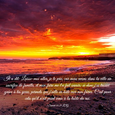 Picture 03 - 1 Samuel 20:29 LSG - Il a dit: Laisse-moi aller, je te prie, car nous - Bible Verse Picture