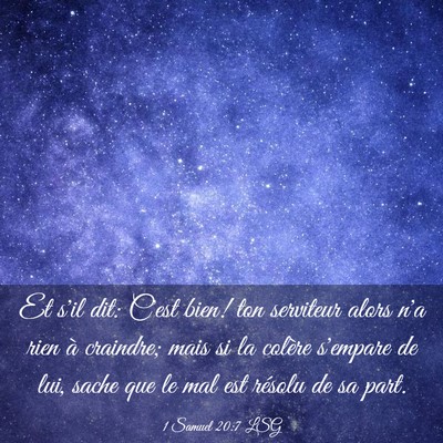 Picture 03 - 1 Samuel 20:7 LSG - Et s'il dit: C'est bien! ton serviteur alors n'a - Bible Verse Picture