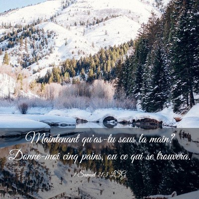 Picture 03 - 1 Samuel 21:3 LSG - Maintenant qu'as-tu sous la main? Donne-moi cinq - Bible Verse Picture
