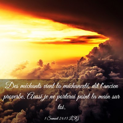 Picture 03 - 1 Samuel 24:13 LSG - Des méchants vient la méchanceté, dit l'ancien - Bible Verse Picture