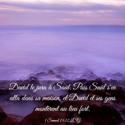 Picture 03 - 1 Samuel 24:22 LSG - David le jura à Saül. Puis Saül s'en alla dans - Bible Verse Picture