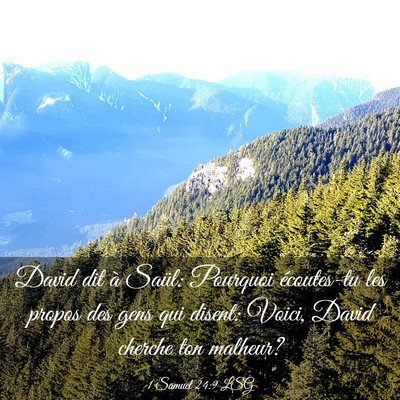 Picture 03 - 1 Samuel 24:9 LSG - David dit à Saül: Pourquoi écoutes-tu les - Bible Verse Picture