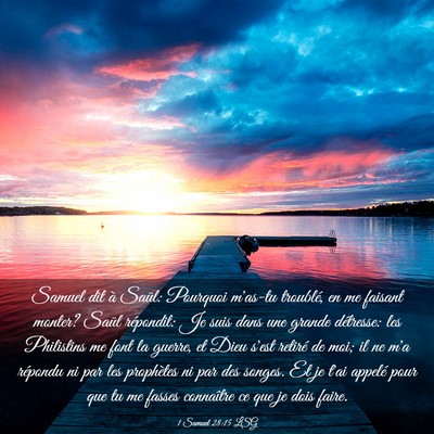 Picture 03 - 1 Samuel 28:15 LSG - Samuel dit à Saül: Pourquoi m'as-tu troublé, - Bible Verse Picture