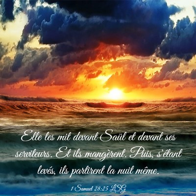 Picture 03 - 1 Samuel 28:25 LSG - Elle les mit devant Saül et devant ses - Bible Verse Picture