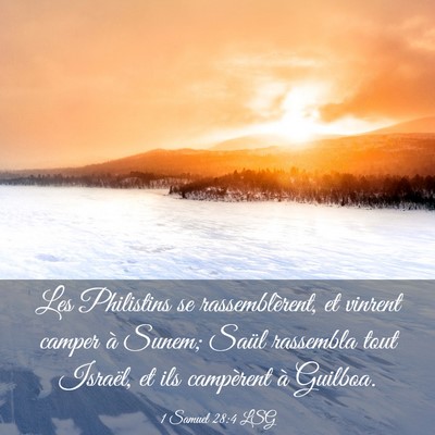 Picture 03 - 1 Samuel 28:4 LSG - Les Philistins se rassemblèrent, et vinrent - Bible Verse Picture