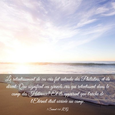 Picture 03 - 1 Samuel 4:6 LSG - Le retentissement de ces cris fut entendu des - Bible Verse Picture