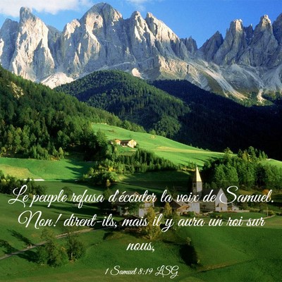 Picture 03 - 1 Samuel 8:19 LSG - Le peuple refusa d'écouter la voix de Samuel. - Bible Verse Picture
