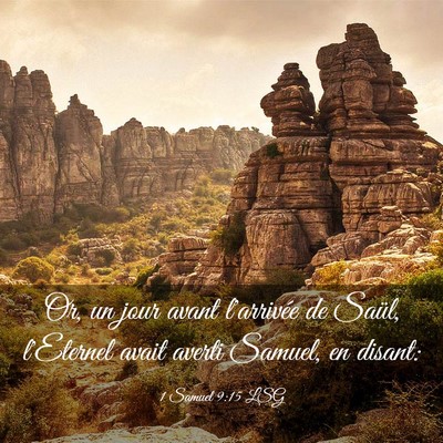 Picture 03 - 1 Samuel 9:15 LSG - Or, un jour avant l'arrivée de Saül, l'Eternel - Bible Verse Picture