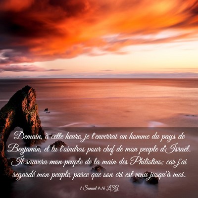 Picture 03 - 1 Samuel 9:16 LSG - Demain, à cette heure, je t'enverrai un homme du - Bible Verse Picture