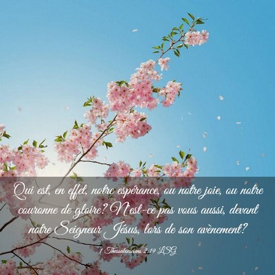 Picture 03 - 1 Thessaloniciens 2:19 LSG - Qui est, en effet, notre espérance, ou notre - Bible Verse Picture