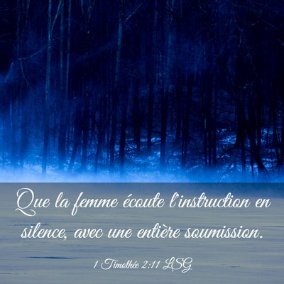 Picture 03 - 1 Timothée 2:11 LSG - Que la femme écoute l'instruction en silence, - Bible Verse Picture