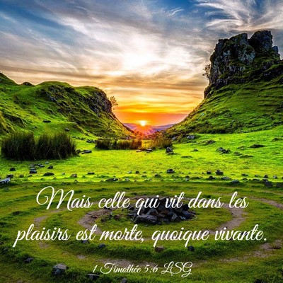 Picture 03 - 1 Timothée 5:6 LSG - Mais celle qui vit dans les plaisirs est morte, - Bible Verse Picture