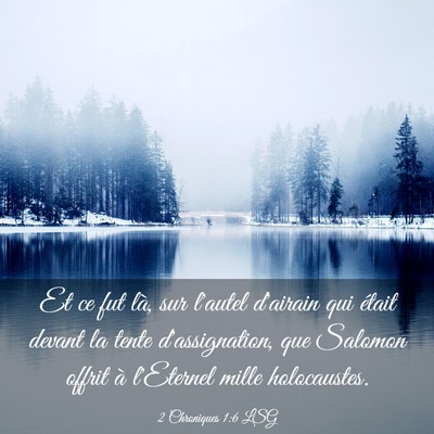 Picture 03 - 2 Chroniques 1:6 LSG - Et ce fut là, sur l'autel d'airain qui était - Bible Verse Picture