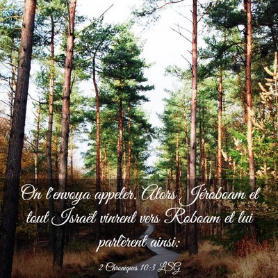Picture 03 - 2 Chroniques 10:3 LSG - On l'envoya appeler. Alors Jéroboam et tout - Bible Verse Picture