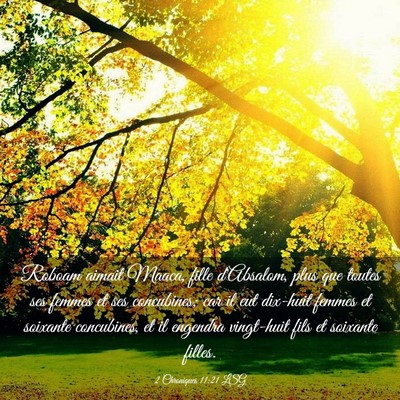 Picture 03 - 2 Chroniques 11:21 LSG - Roboam aimait Maaca, fille d'Absalom, plus que - Bible Verse Picture