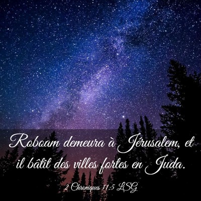 Picture 03 - 2 Chroniques 11:5 LSG - Roboam demeura à Jérusalem, et il bâtit des - Bible Verse Picture