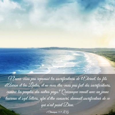 Picture 03 - 2 Chroniques 13:9 LSG - N'avez-vous pas repoussé les sacrificateurs de - Bible Verse Picture