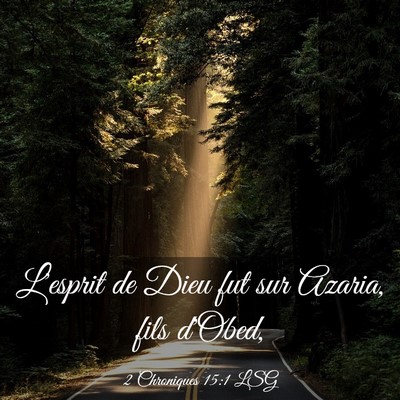 Picture 03 - 2 Chroniques 15:1 LSG - L'esprit de Dieu fut sur Azaria, fils - Bible Verse Picture