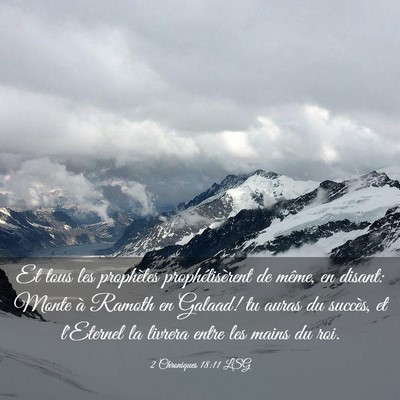 Picture 03 - 2 Chroniques 18:11 LSG - Et tous les prophètes prophétisèrent de même, - Bible Verse Picture
