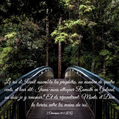 Picture 03 - 2 Chroniques 18:5 LSG - Le roi d'Israël assembla les prophètes, au - Bible Verse Picture