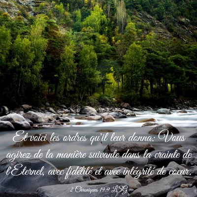 Picture 03 - 2 Chroniques 19:9 LSG - Et voici les ordres qu'il leur donna: Vous agirez - Bible Verse Picture