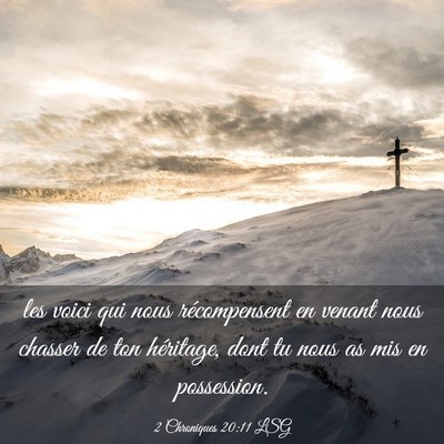 Picture 03 - 2 Chroniques 20:11 LSG - les voici qui nous récompensent en venant nous - Bible Verse Picture