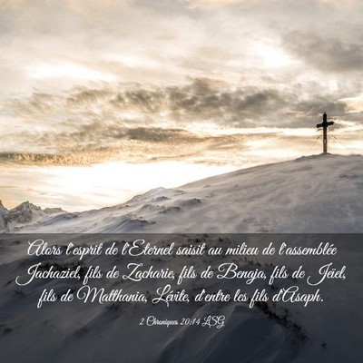 Picture 03 - 2 Chroniques 20:14 LSG - Alors l'esprit de l'Eternel saisit au milieu de - Bible Verse Picture