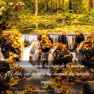 Picture 03 - 2 Chroniques 22:3 LSG - Il marcha dans les voies de la maison d'Achab, - Bible Verse Picture