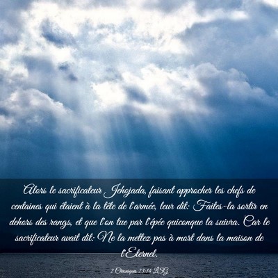 Picture 03 - 2 Chroniques 23:14 LSG - Alors le sacrificateur Jehojada, faisant - Bible Verse Picture