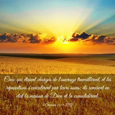 Picture 03 - 2 Chroniques 24:13 LSG - Ceux qui étaient chargés de l'ouvrage - Bible Verse Picture