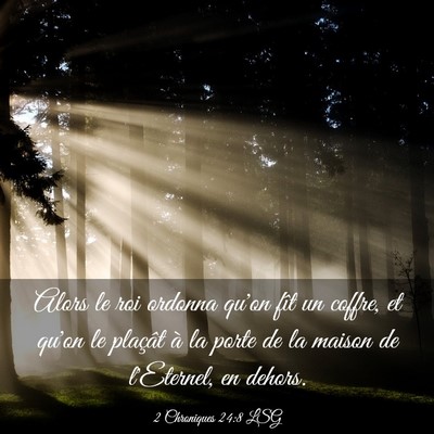 Picture 03 - 2 Chroniques 24:8 LSG - Alors le roi ordonna qu'on fît un coffre, et - Bible Verse Picture