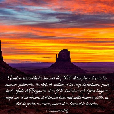 Picture 03 - 2 Chroniques 25:5 LSG - Amatsia rassembla les hommes de Juda et les - Bible Verse Picture