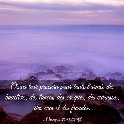 Picture 03 - 2 Chroniques 26:14 LSG - Ozias leur procura pour toute l'armée des - Bible Verse Picture