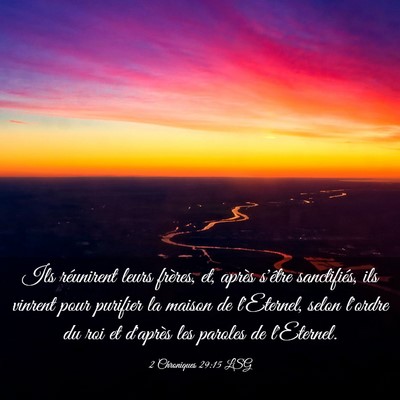 Picture 03 - 2 Chroniques 29:15 LSG - Ils réunirent leurs frères, et, après s'être - Bible Verse Picture