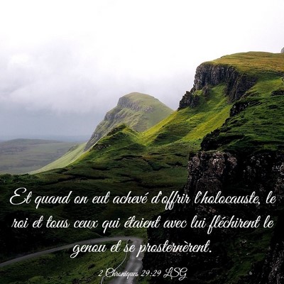 Picture 03 - 2 Chroniques 29:29 LSG - Et quand on eut achevé d'offrir l'holocauste, le - Bible Verse Picture